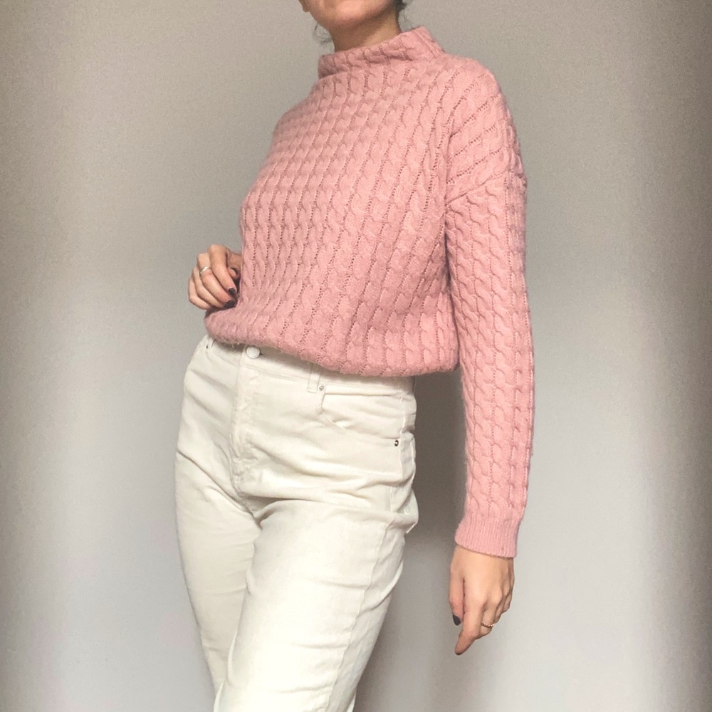 💕MANGO soft pink knit wool blend high neck sweater